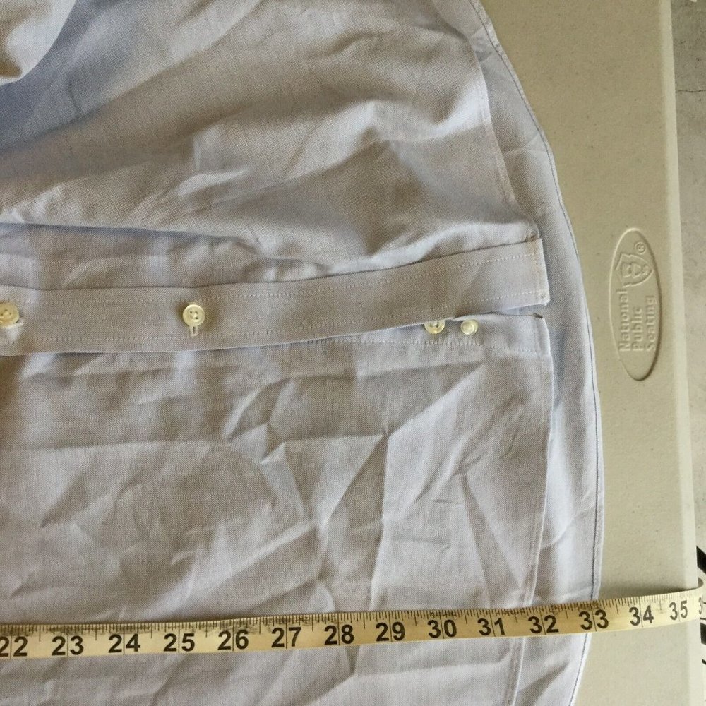 Stafford Button-Up Shirt Men 18 (36-37) Blue Chambray Regular Fit Long Sleeve - Picture 10 of 11